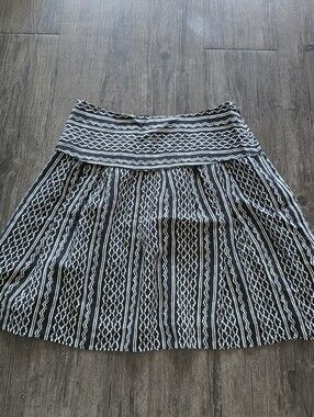 Madewell Black White Geometric Lined Mini Zip Skirt Size 00 SP 2015